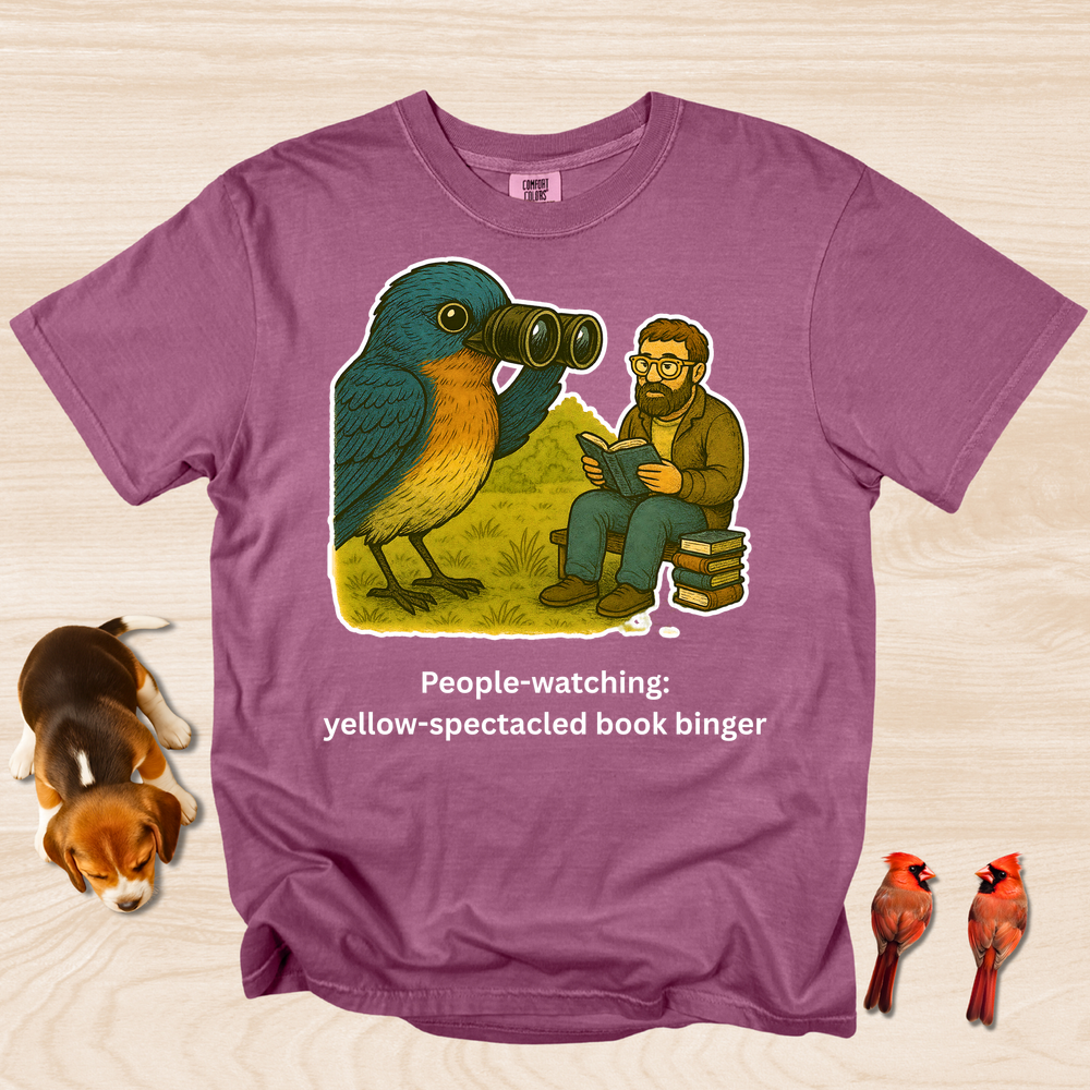 People Watching: Yellow Spectacled Book Binger