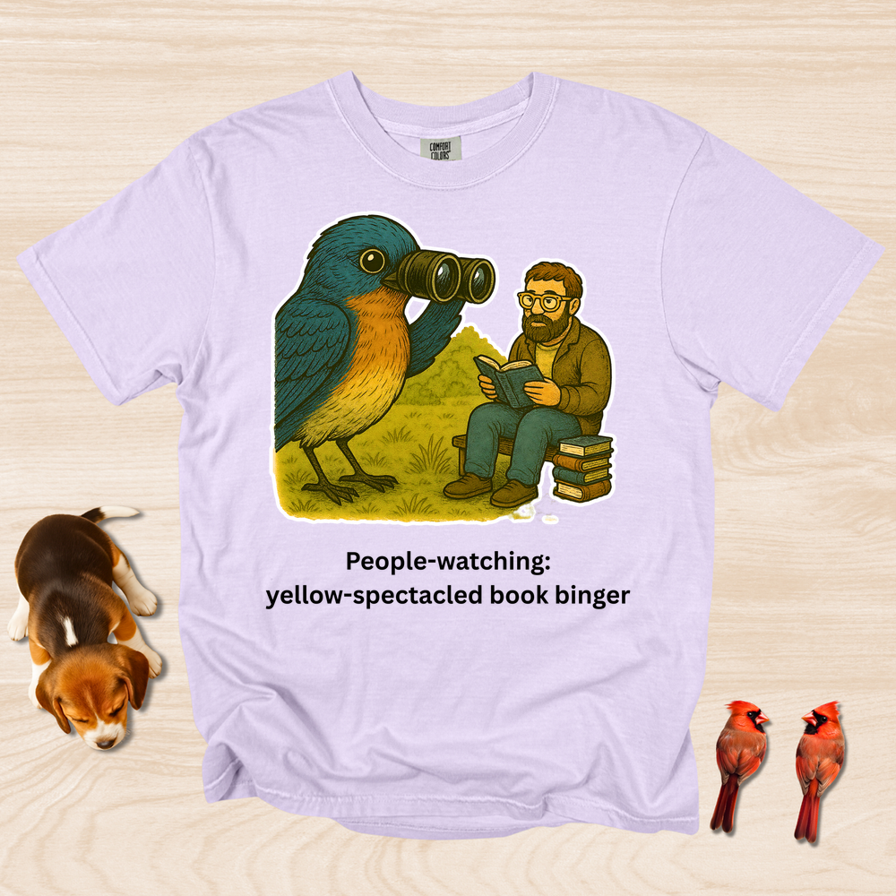 People Watching: Yellow Spectacled Book Binger