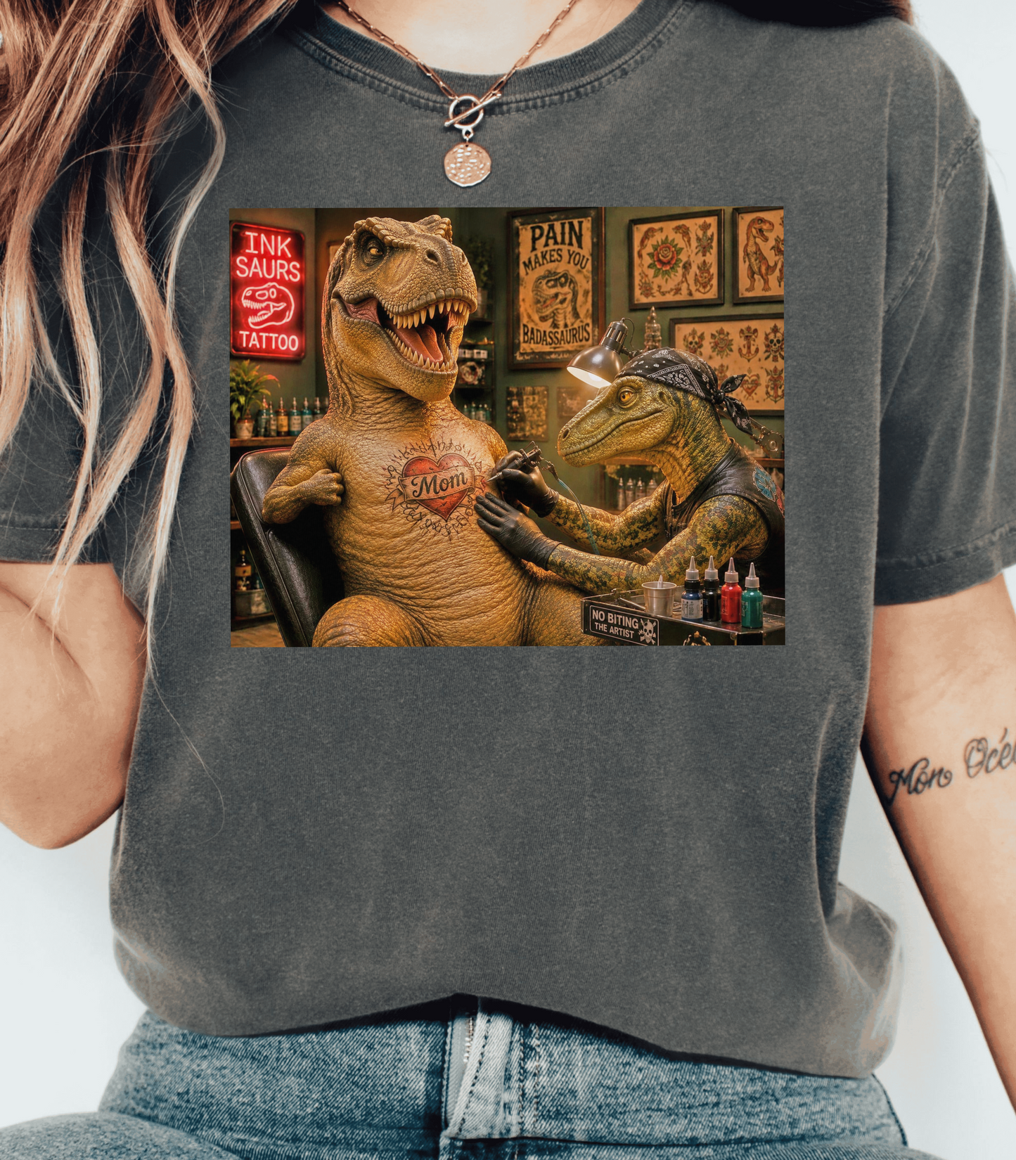 Funny Dinosaur Tattoo Shirt - Quirky Dino Gift Tee