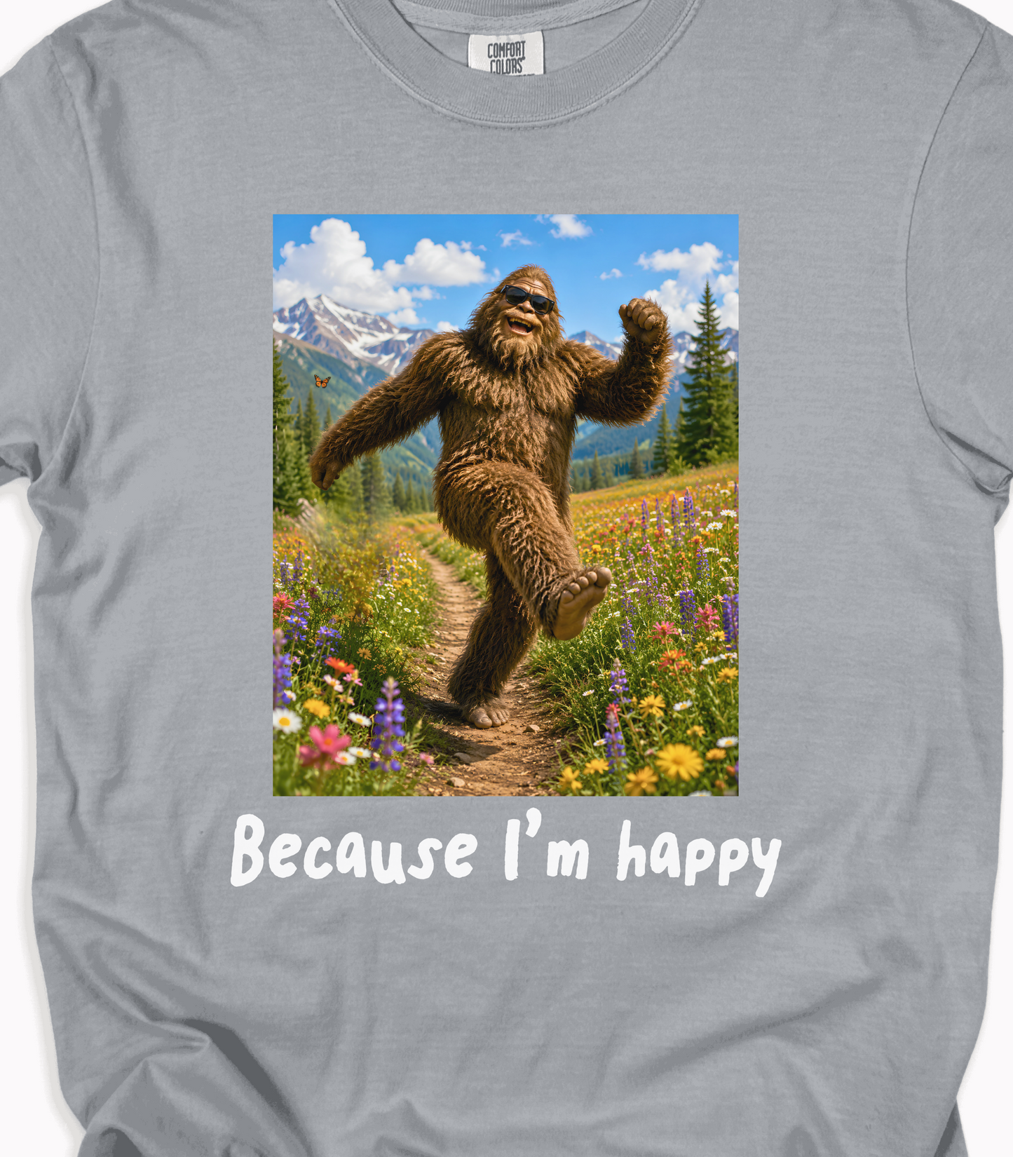 Bigfoot Humor Tee - Happy Sasquatch Nature Shirt