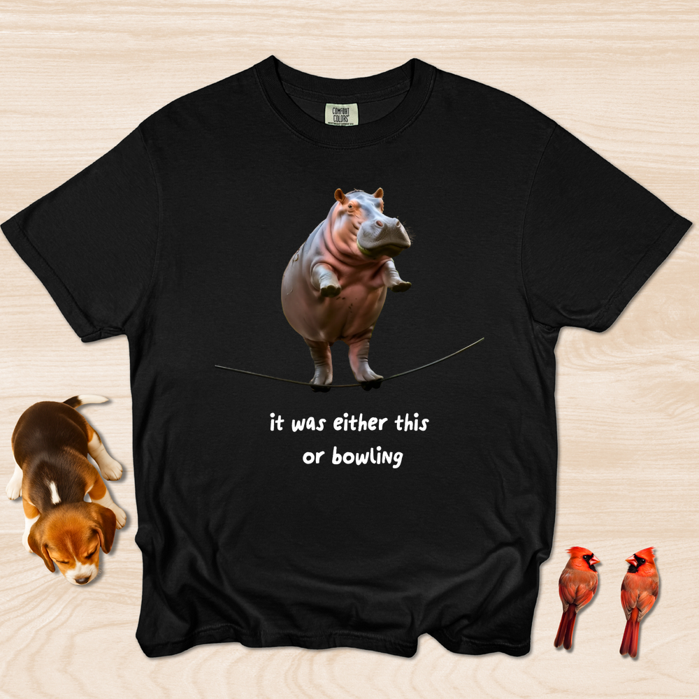 Funny Hippo Exercise Shirt Bowling