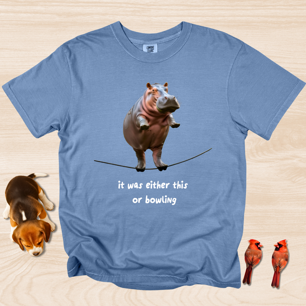 Funny Hippo Exercise Shirt Bowling