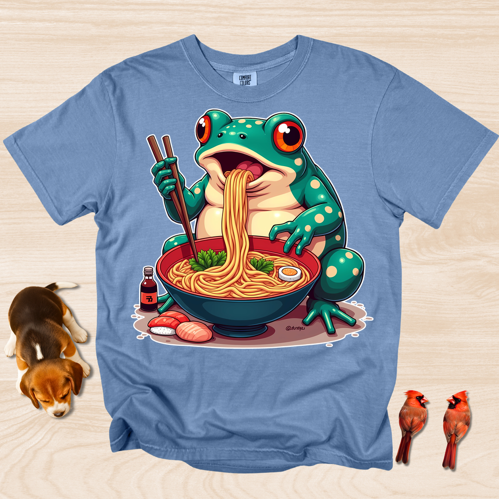 Frog eating Ramen Shirt Steam Rises Gently