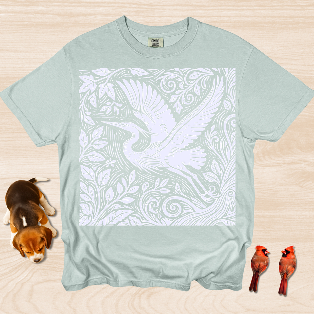 Heron Artistic Linocut Style