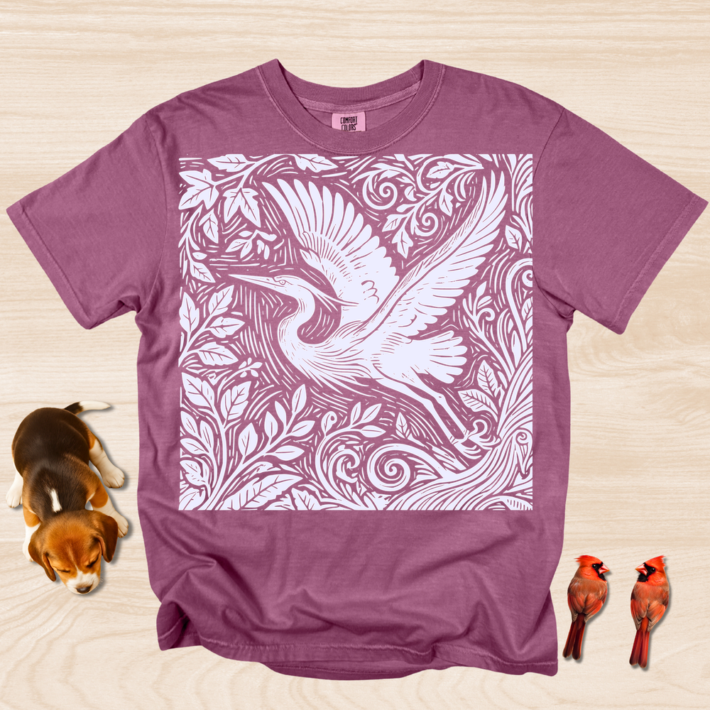 Heron Artistic Linocut Style