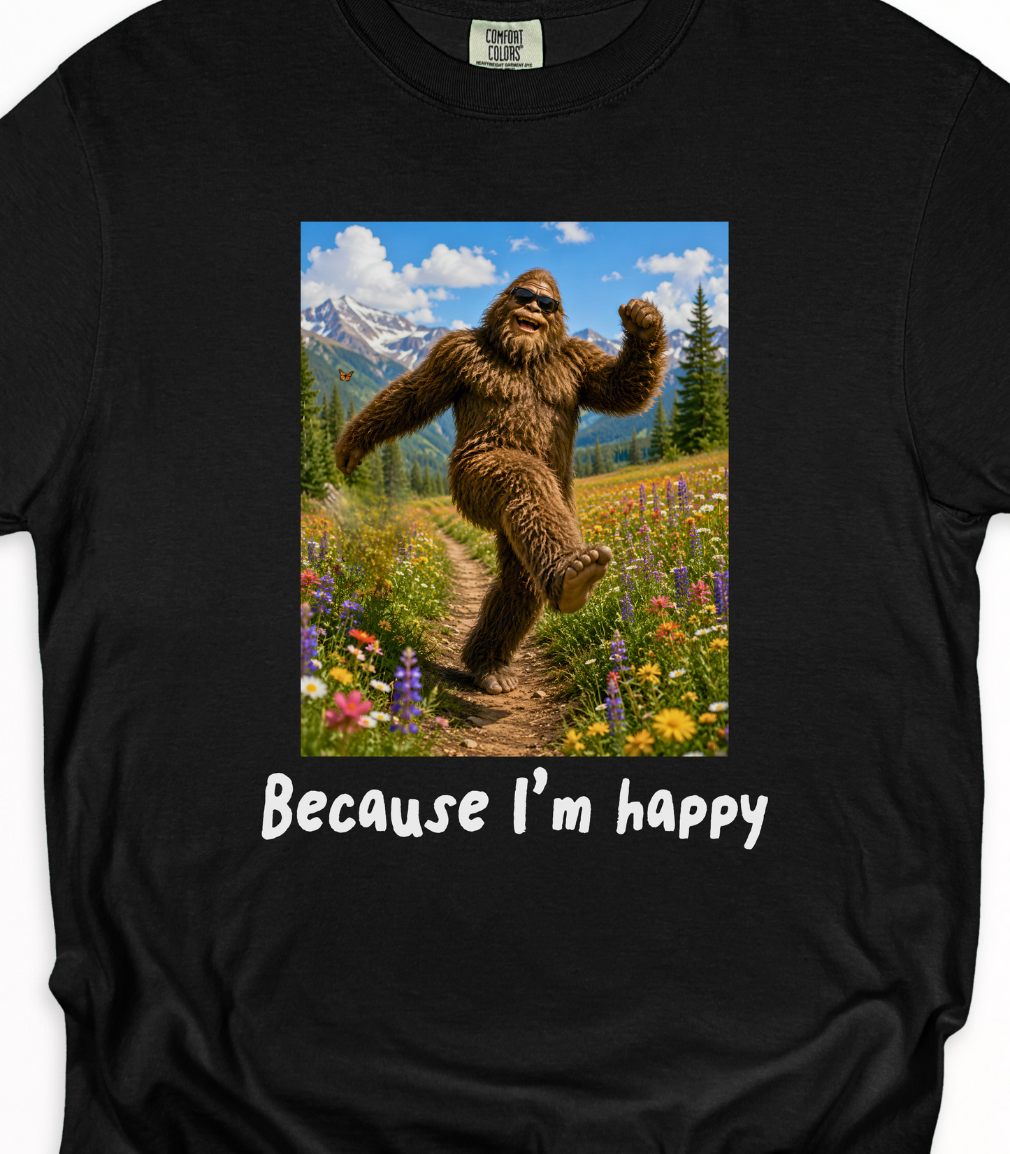 Bigfoot Humor Tee - Happy Sasquatch Nature Shirt