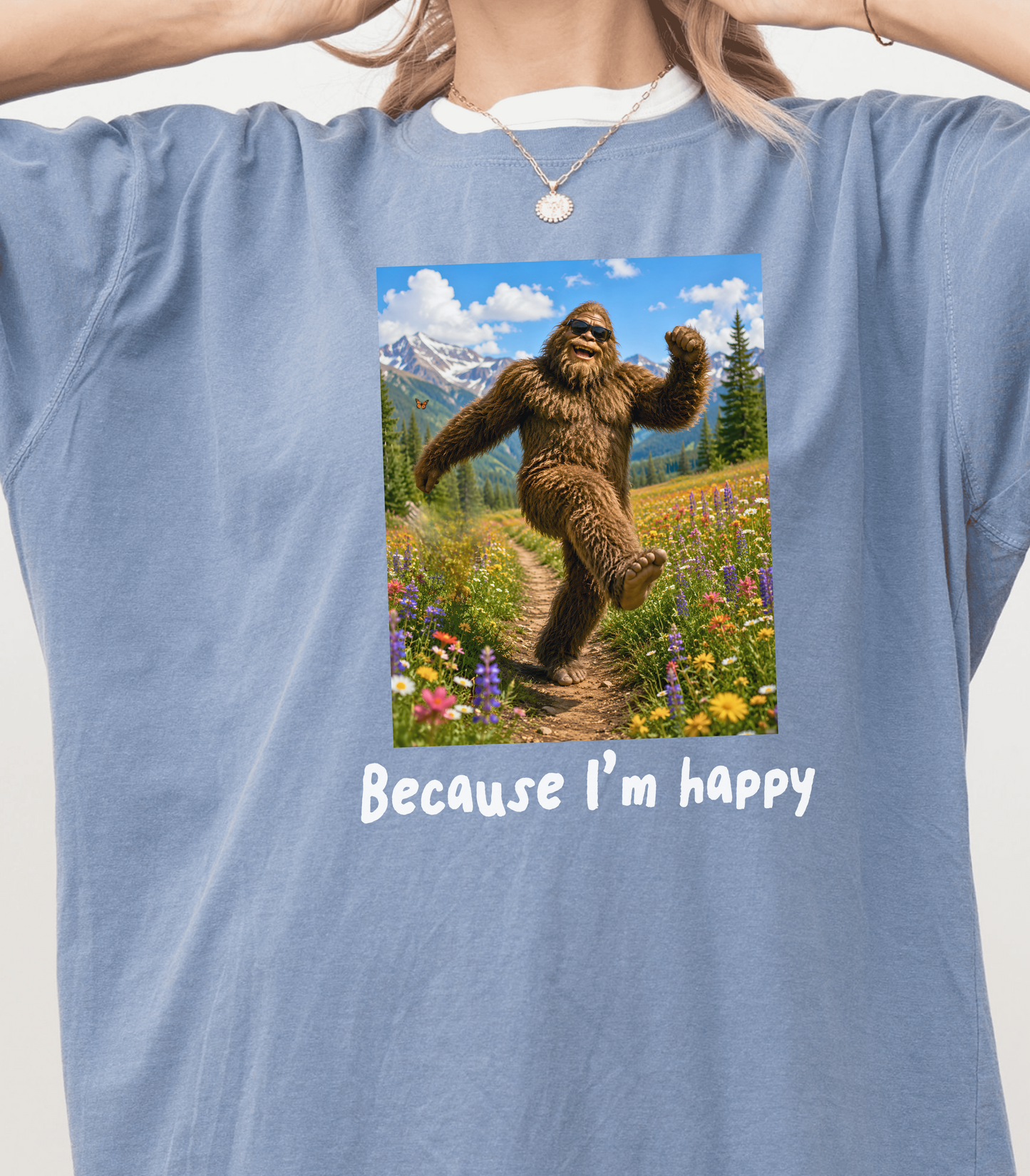 Bigfoot Humor Tee - Happy Sasquatch Nature Shirt