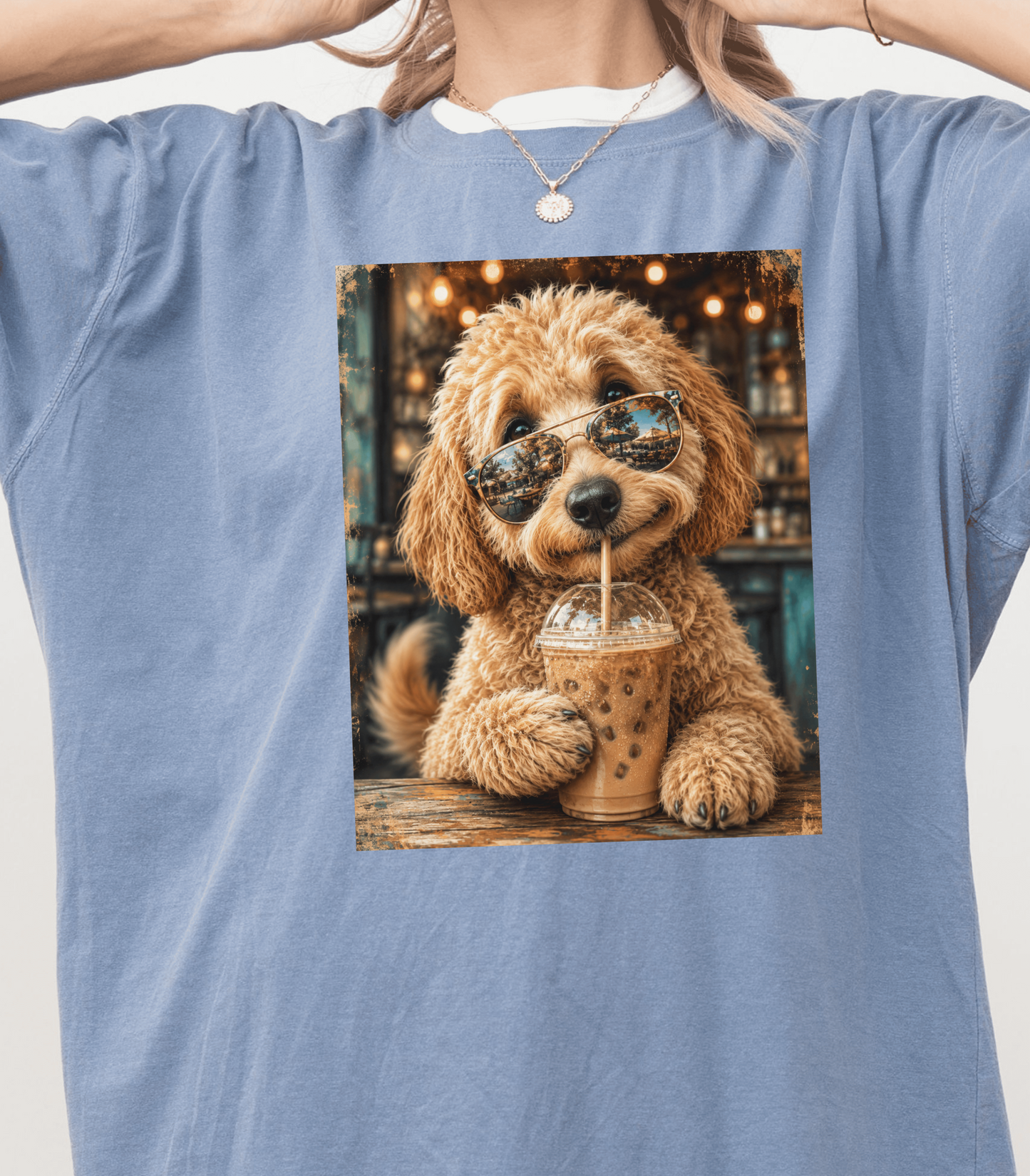 Funny Dog Shirt for Coffee Lovers - Cute Poodle with Sunglasses