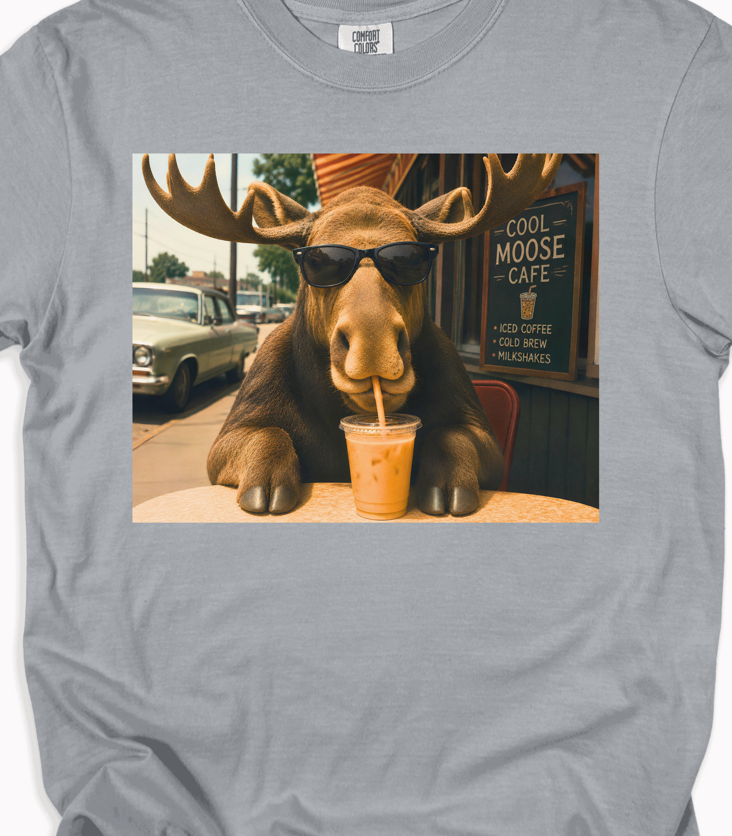 Funny Moose T-Shirt - Cool Coffee Graphic Tee for Enthusiasts