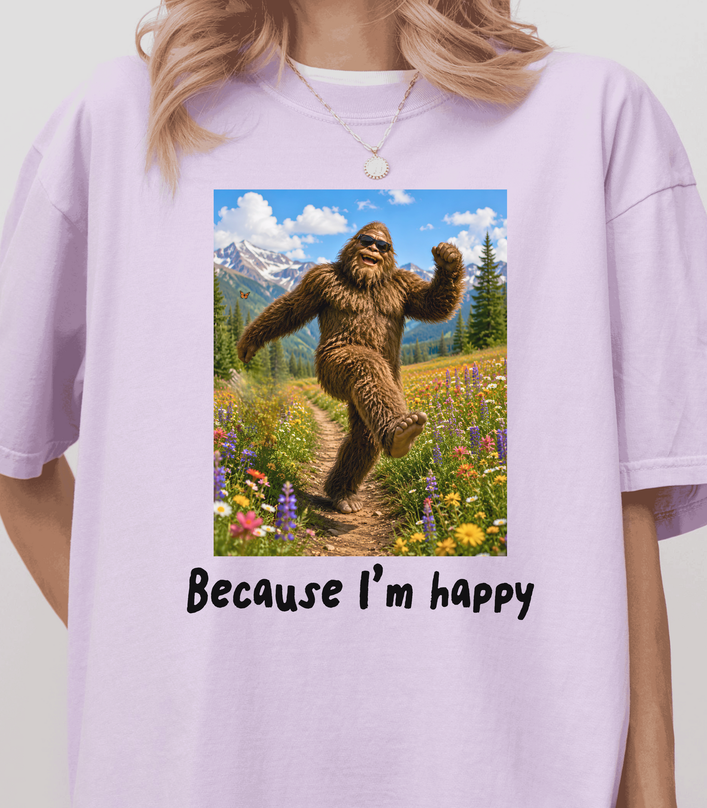 Bigfoot Humor Tee - Happy Sasquatch Nature Shirt