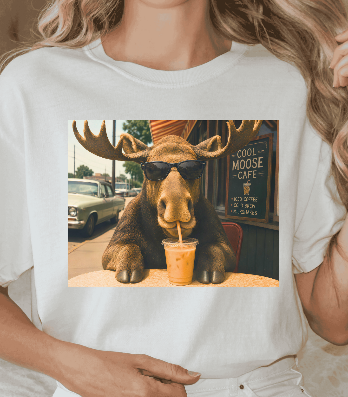 Funny Moose T-Shirt - Cool Coffee Graphic Tee for Enthusiasts