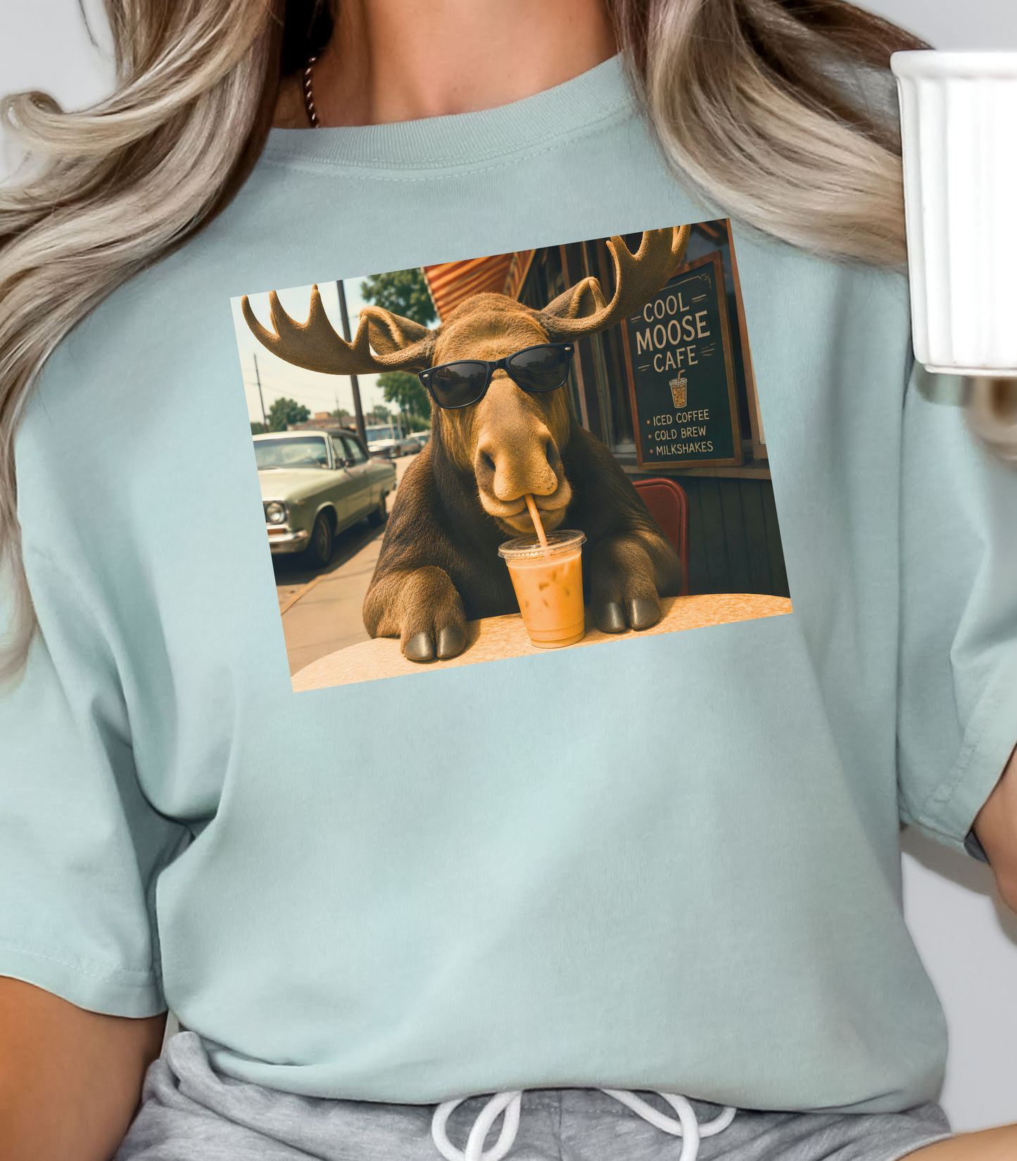 Funny Moose T-Shirt - Cool Coffee Graphic Tee for Enthusiasts