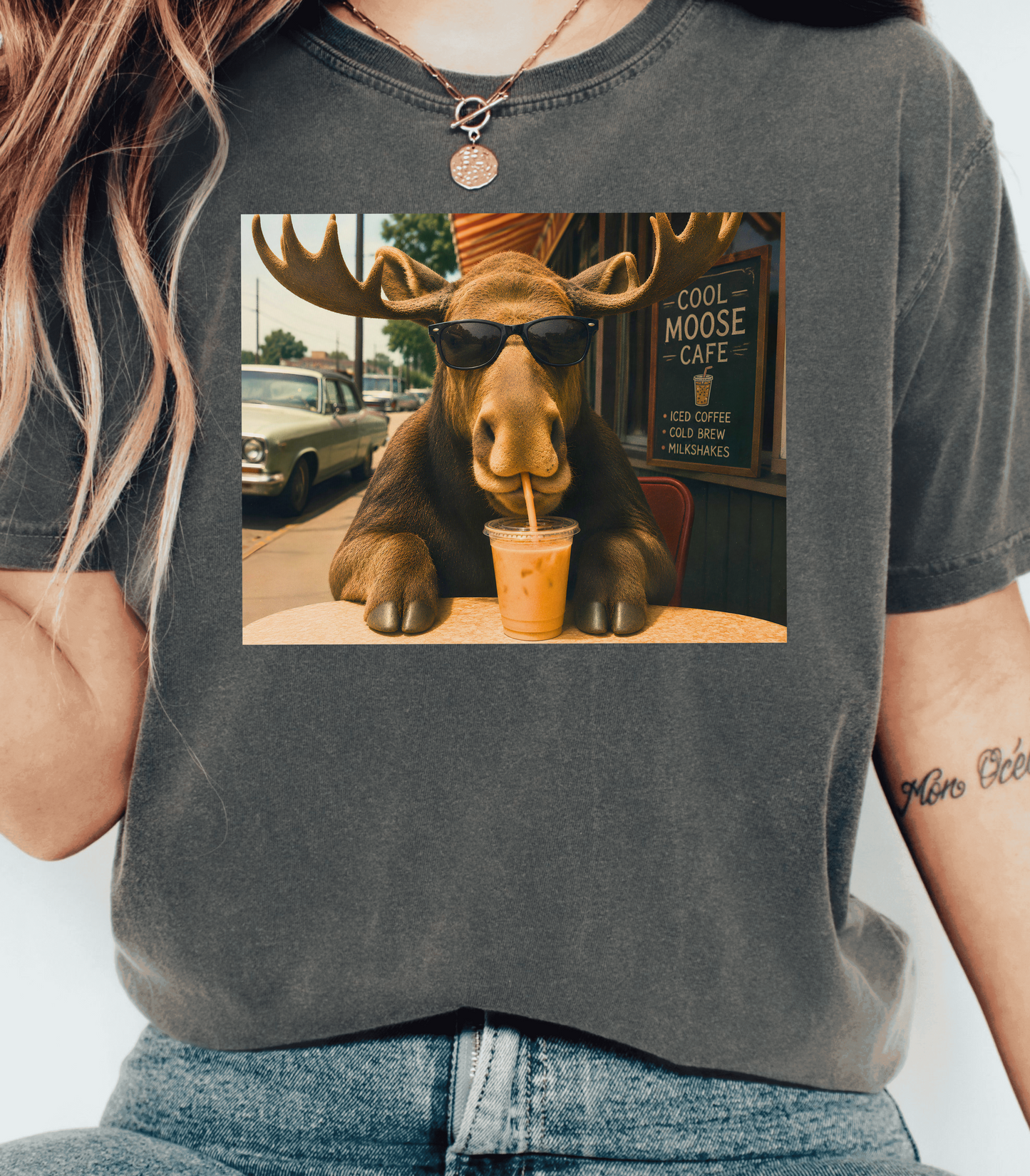 Funny Moose T-Shirt - Cool Coffee Graphic Tee for Enthusiasts