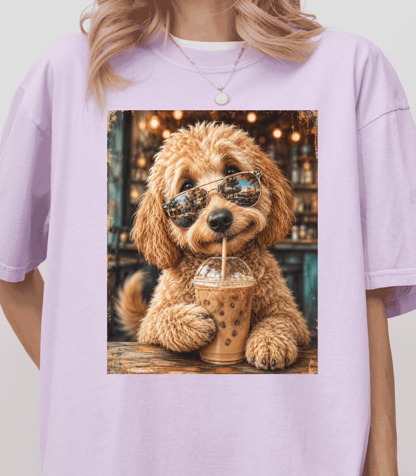 Funny Dog Shirt for Coffee Lovers - Cute Poodle with Sunglasses
