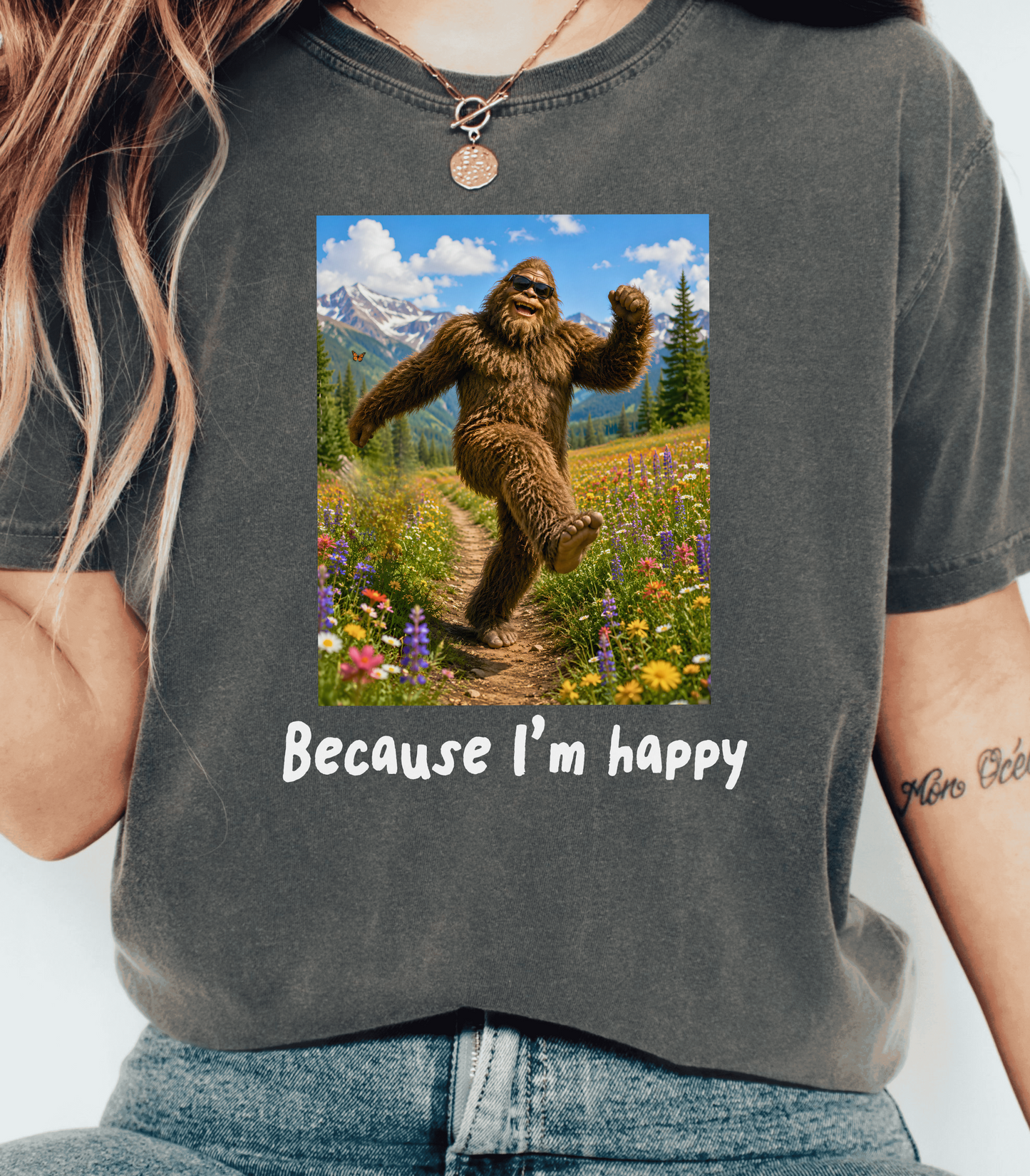 Bigfoot Humor Tee - Happy Sasquatch Nature Shirt