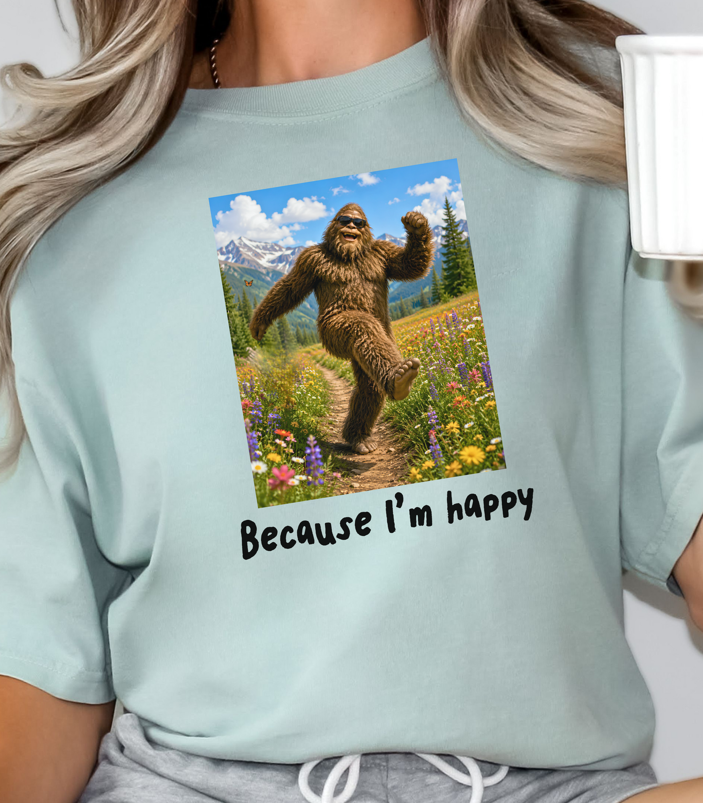 Bigfoot Humor Tee - Happy Sasquatch Nature Shirt