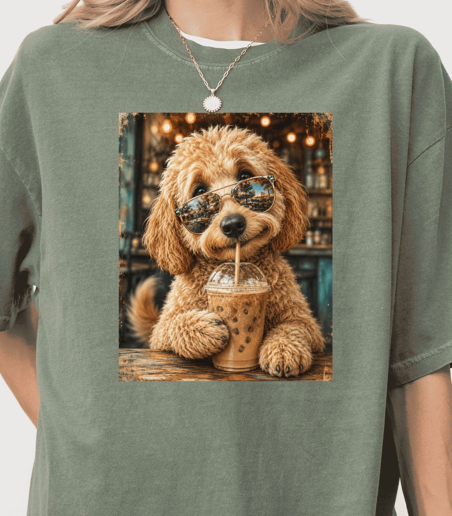 Funny Dog Shirt for Coffee Lovers - Cute Poodle with Sunglasses