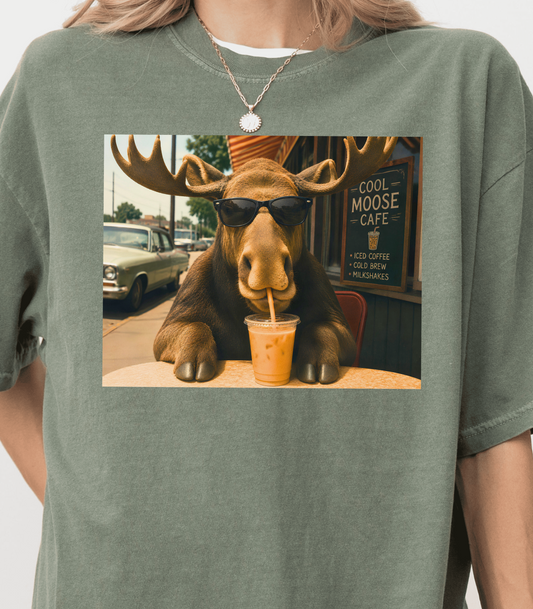 Funny Moose T-Shirt - Cool Coffee Graphic Tee for Enthusiasts