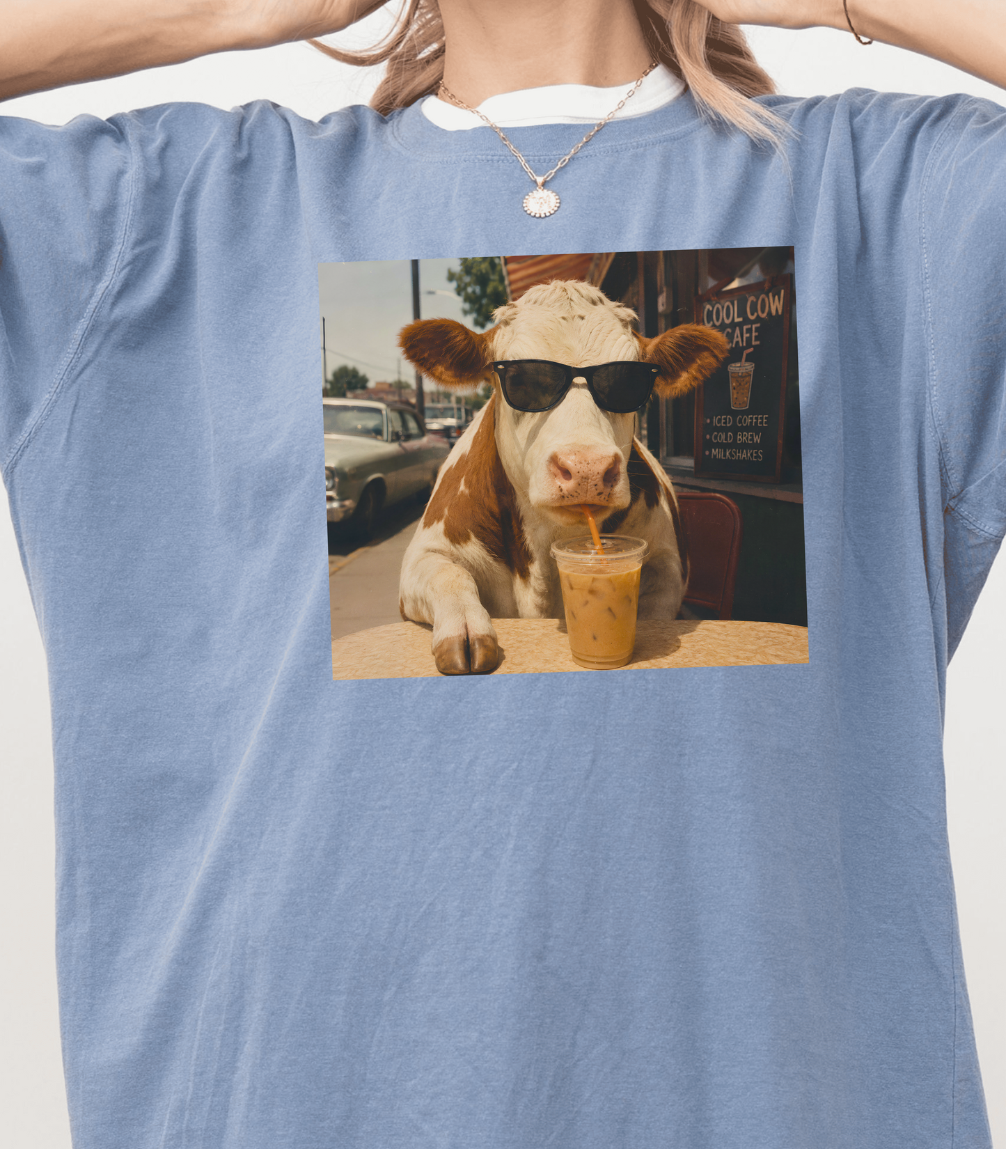 Funny Cow T-Shirt with Iced Coffee Humor – Gift for Coffee Lovers