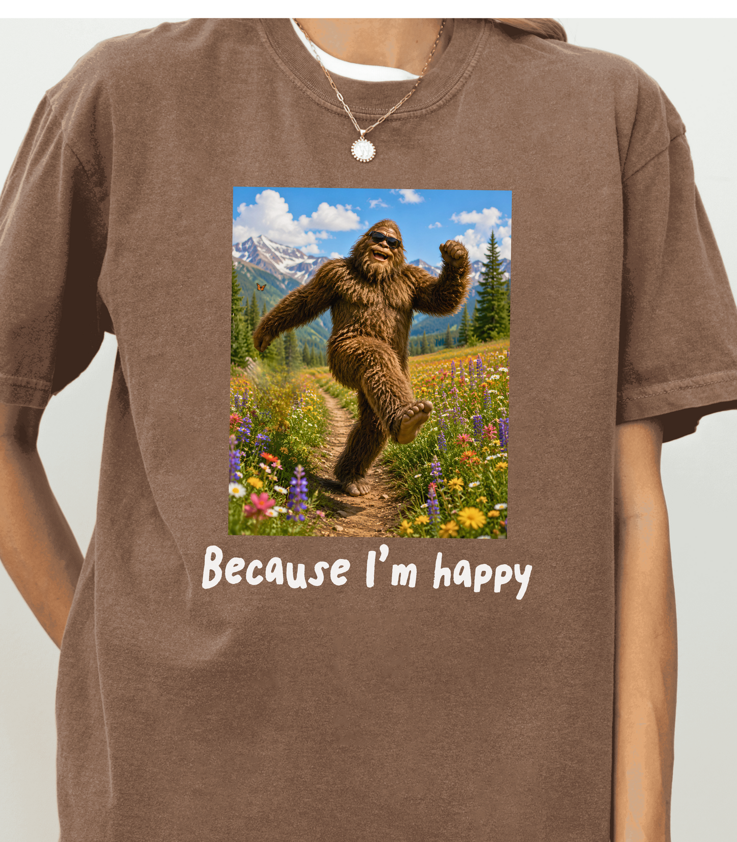 Bigfoot Humor Tee - Happy Sasquatch Nature Shirt