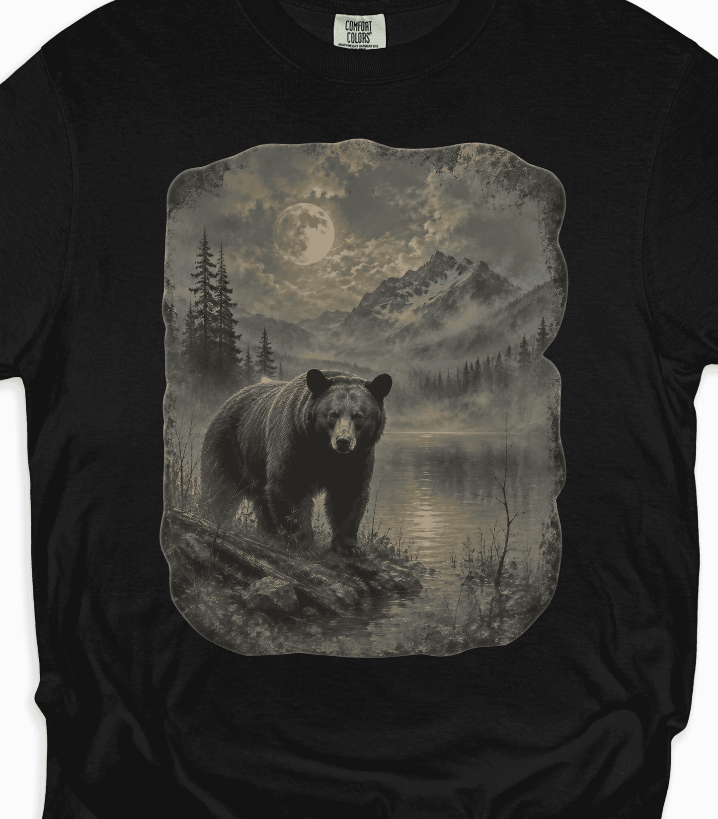 Moonlit Bear T-Shirt - Nature Lover's Gift, Wildlife Art