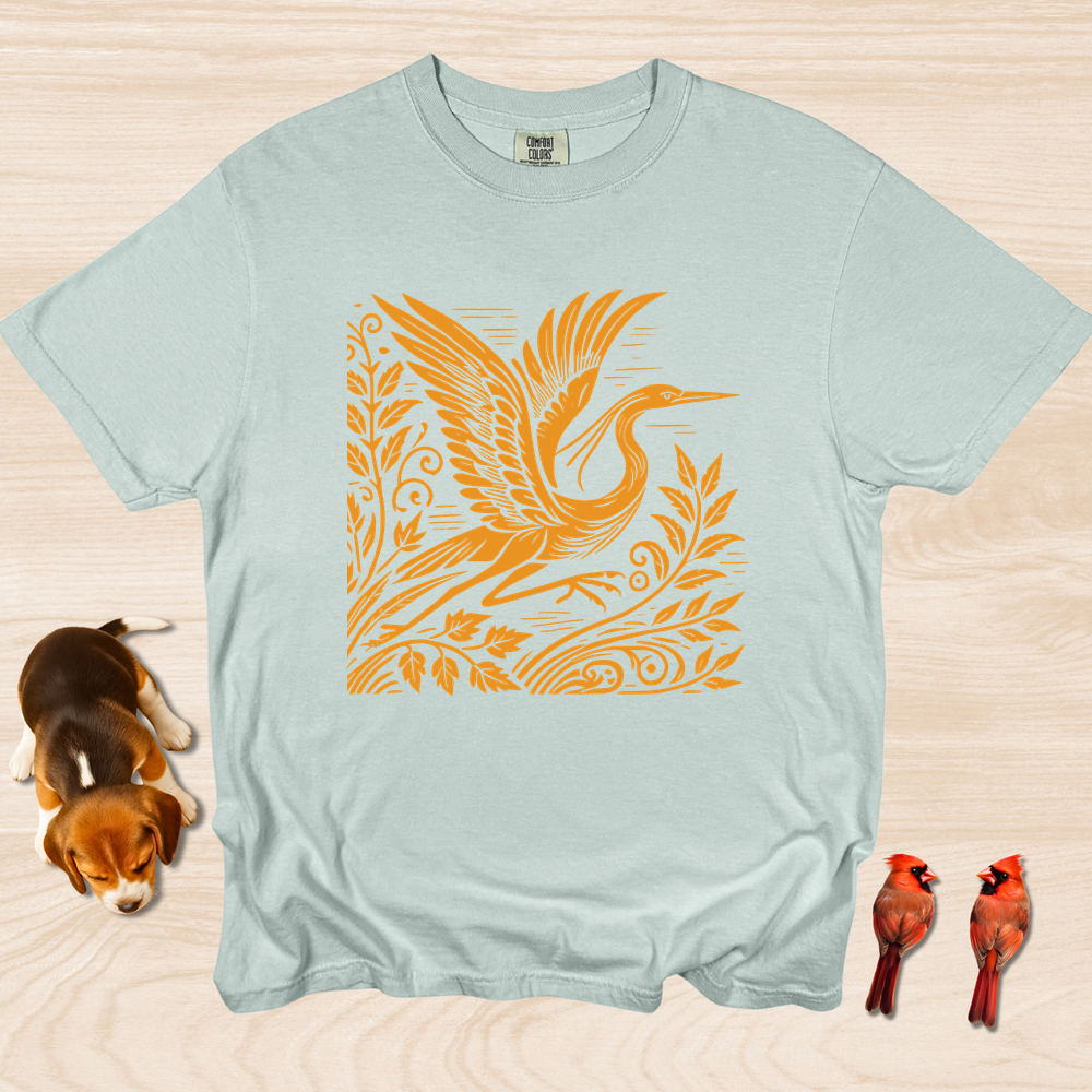 Great Blue Heron Linocut A1 - Bay