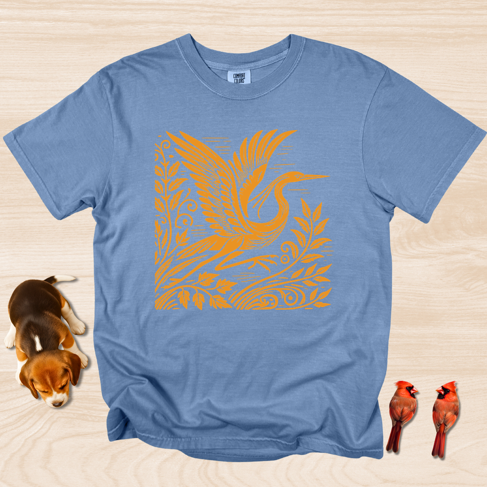 Great Blue Heron Linocut A1 - Blue Jean