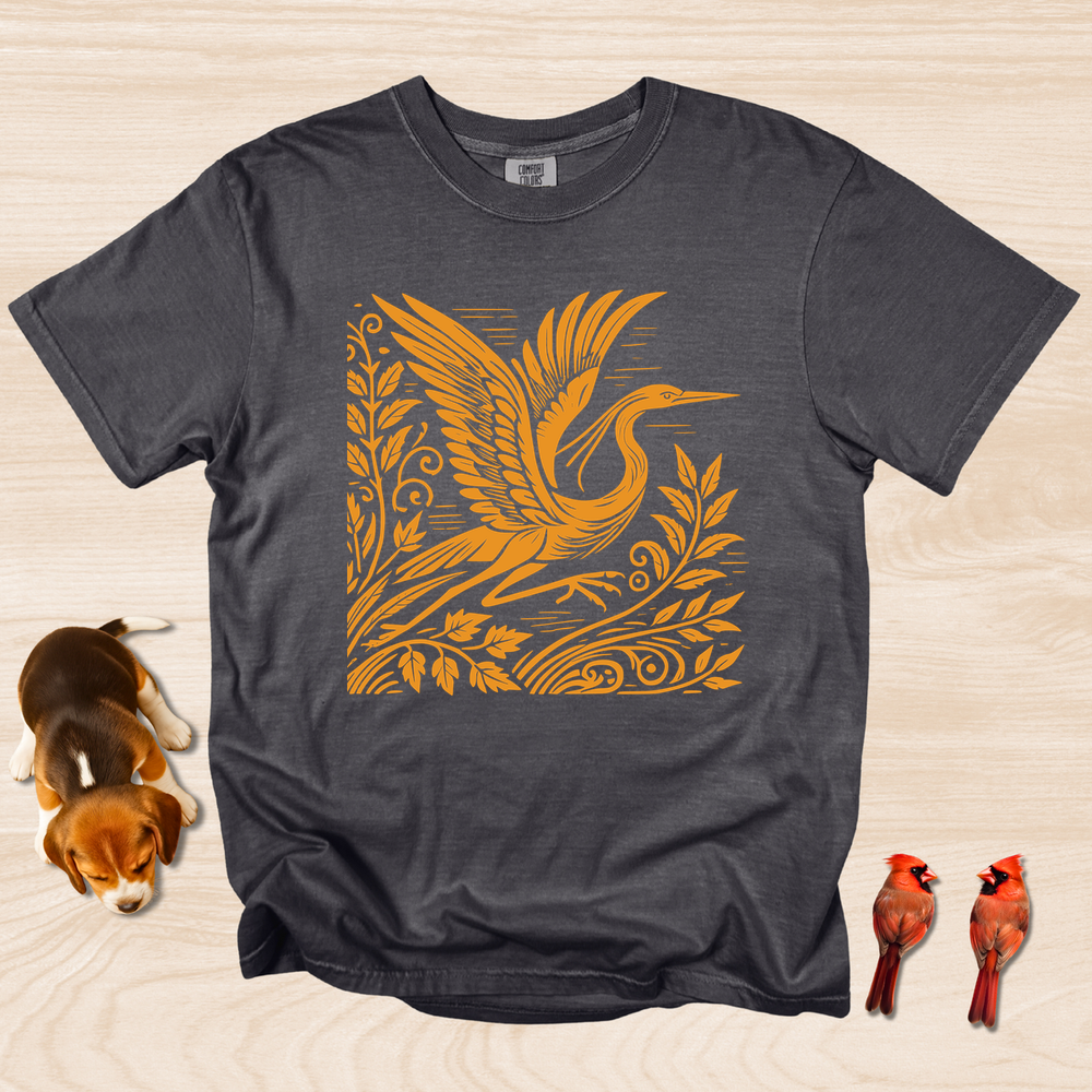 Great Blue Heron Linocut A1 - Pepper