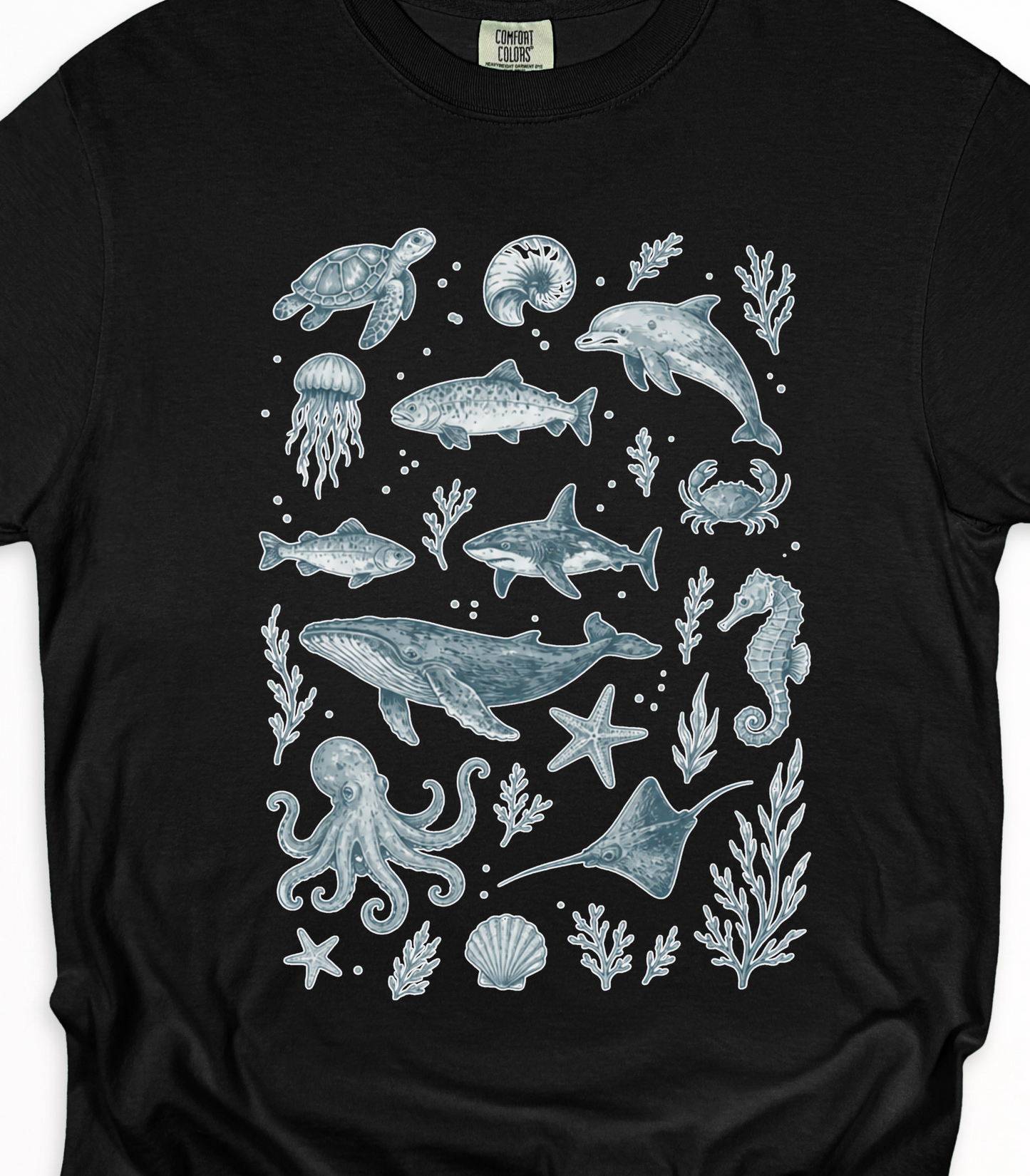 Pastel Ocean Animals Tee - Whimsical Sea Life Shirt