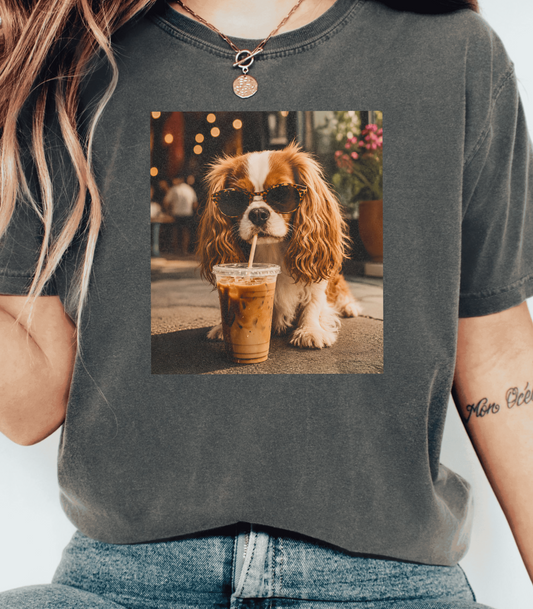 Cute Dog Coffee T-Shirt for Coffee Loving Pet Enthusiasts