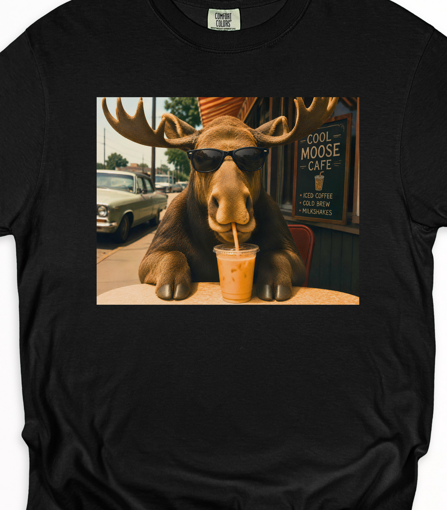 Funny Moose T-Shirt - Cool Coffee Graphic Tee for Enthusiasts