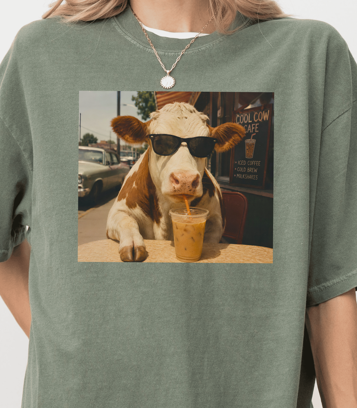 Funny Cow T-Shirt with Iced Coffee Humor – Gift for Coffee Lovers