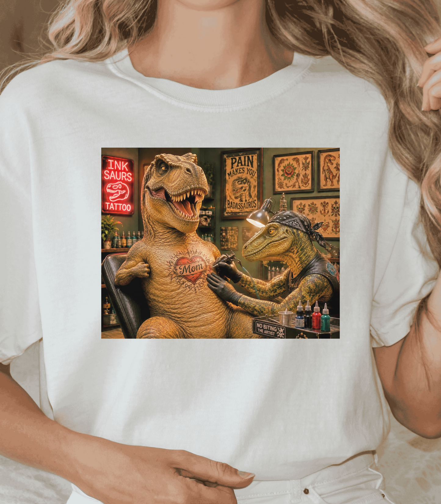 Funny Dinosaur Tattoo Shirt - Quirky Dino Gift Tee