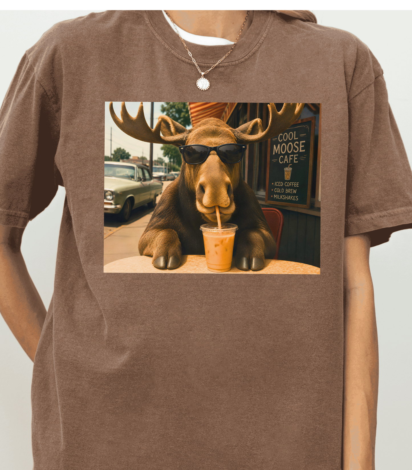 Funny Moose T-Shirt - Cool Coffee Graphic Tee for Enthusiasts