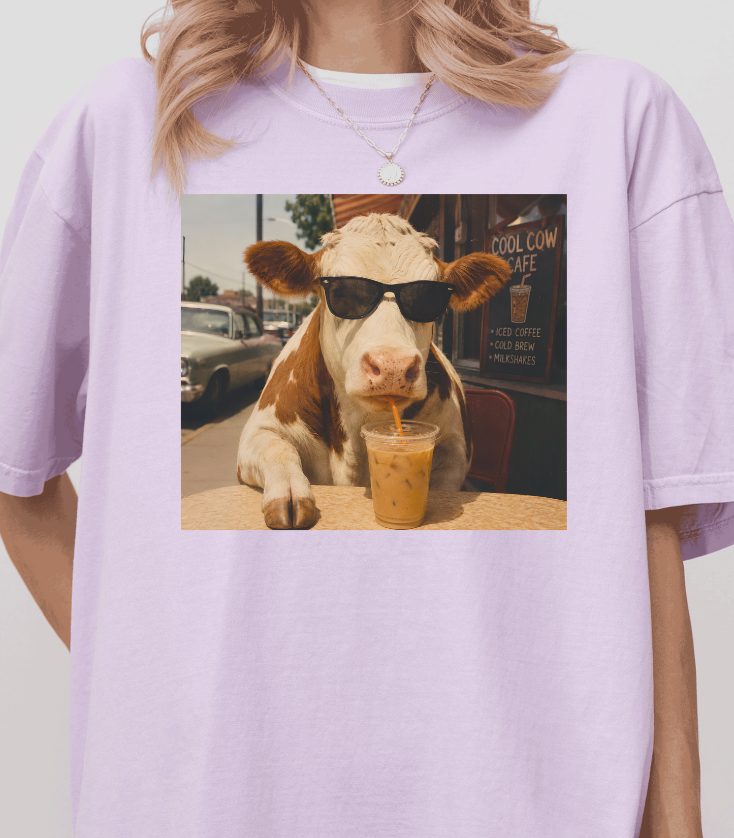 Funny Cow T-Shirt with Iced Coffee Humor – Gift for Coffee Lovers