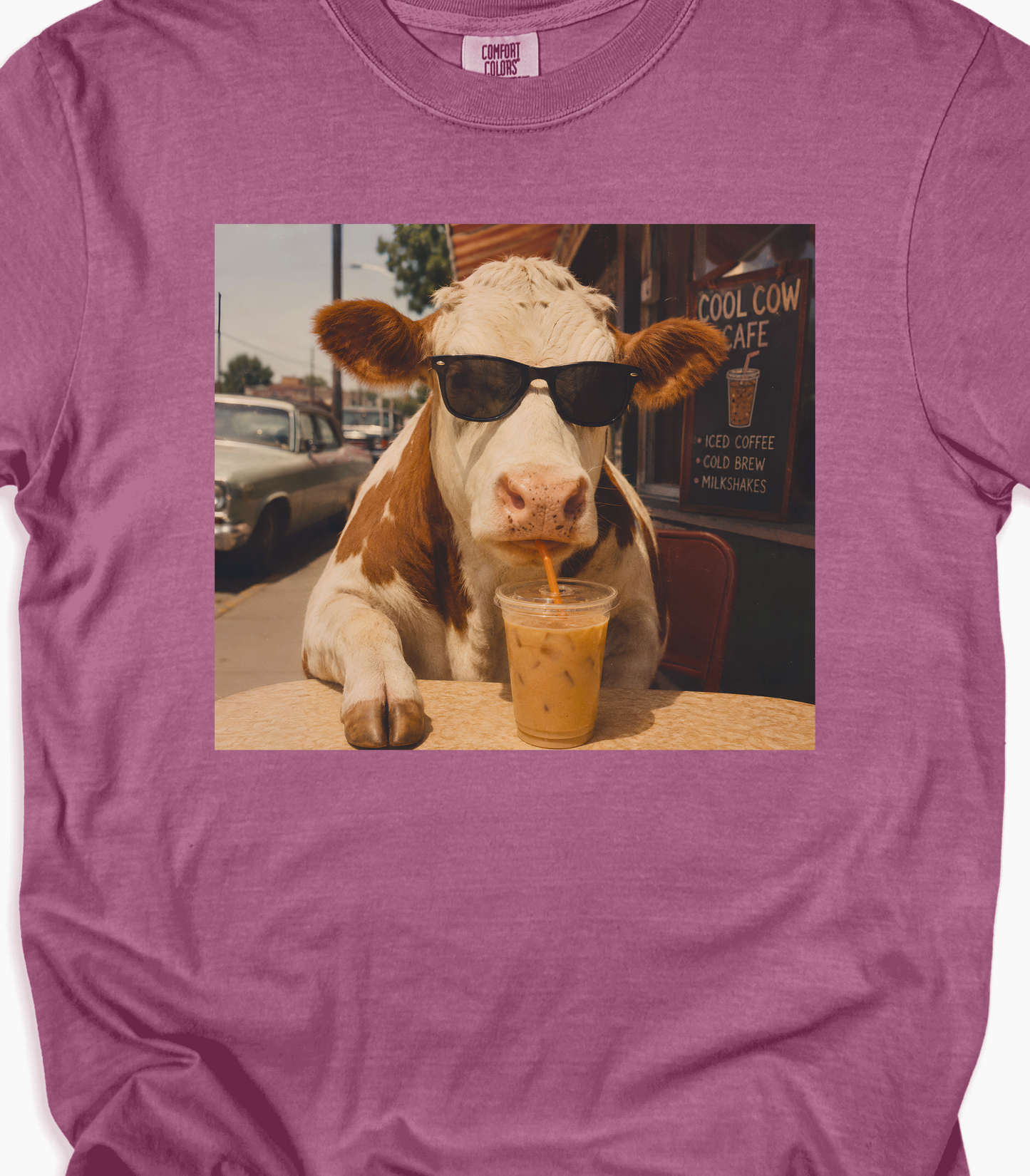 Funny Cow T-Shirt with Iced Coffee Humor – Gift for Coffee Lovers
