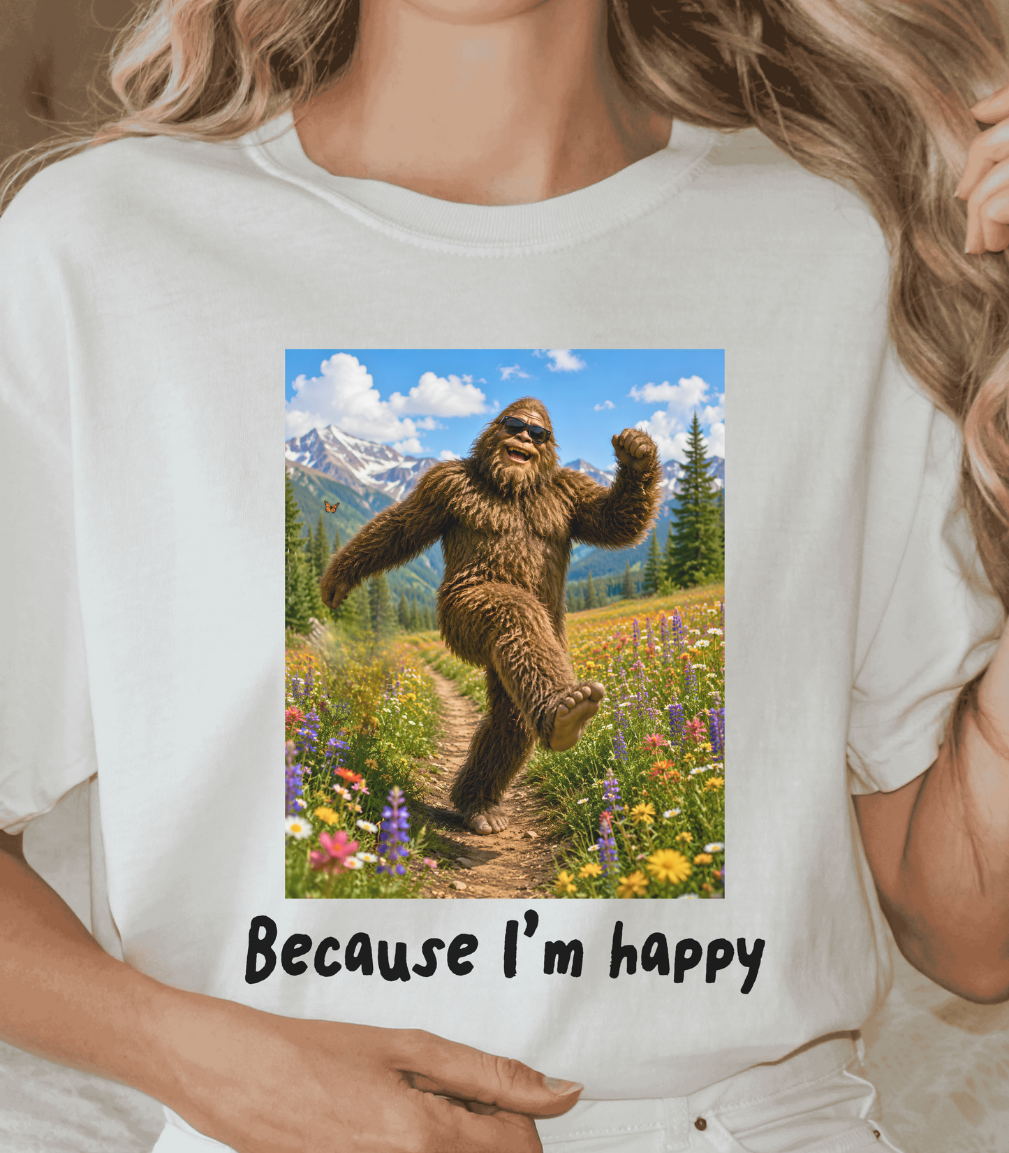 Bigfoot Humor Tee - Happy Sasquatch Nature Shirt
