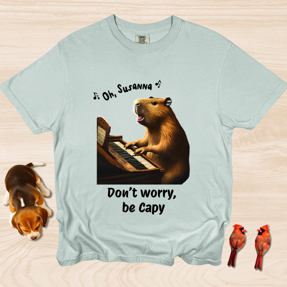 Funny Capaybara Tee, Don't Worry Be Capy
