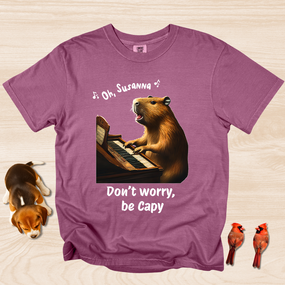 Funny Capaybara Tee, Don't Worry Be Capy