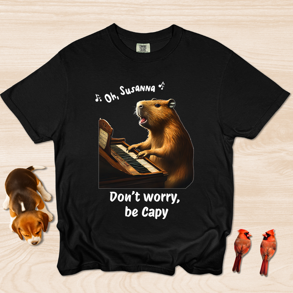 Funny Capaybara Tee, Don't Worry Be Capy
