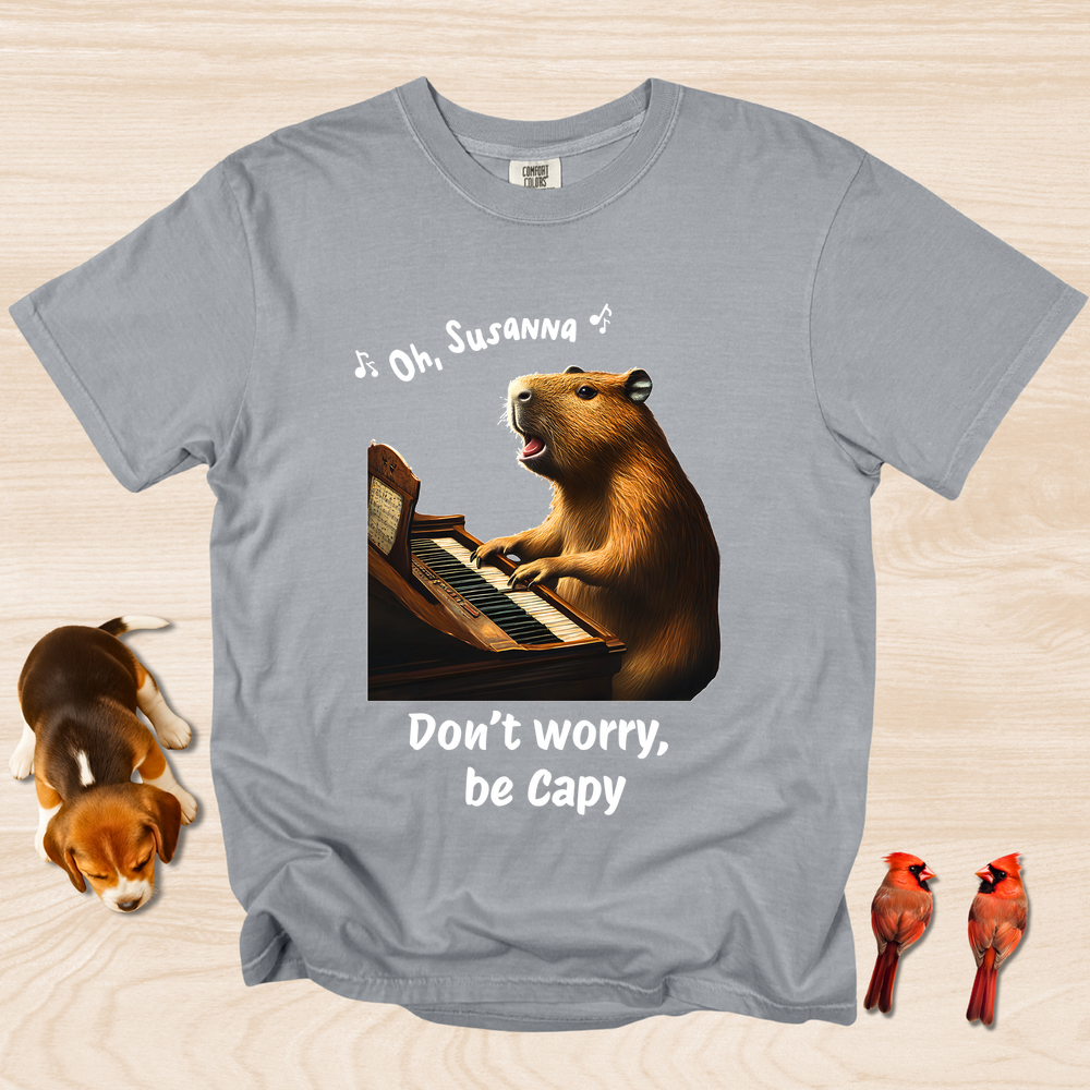Funny Capaybara Tee, Don't Worry Be Capy