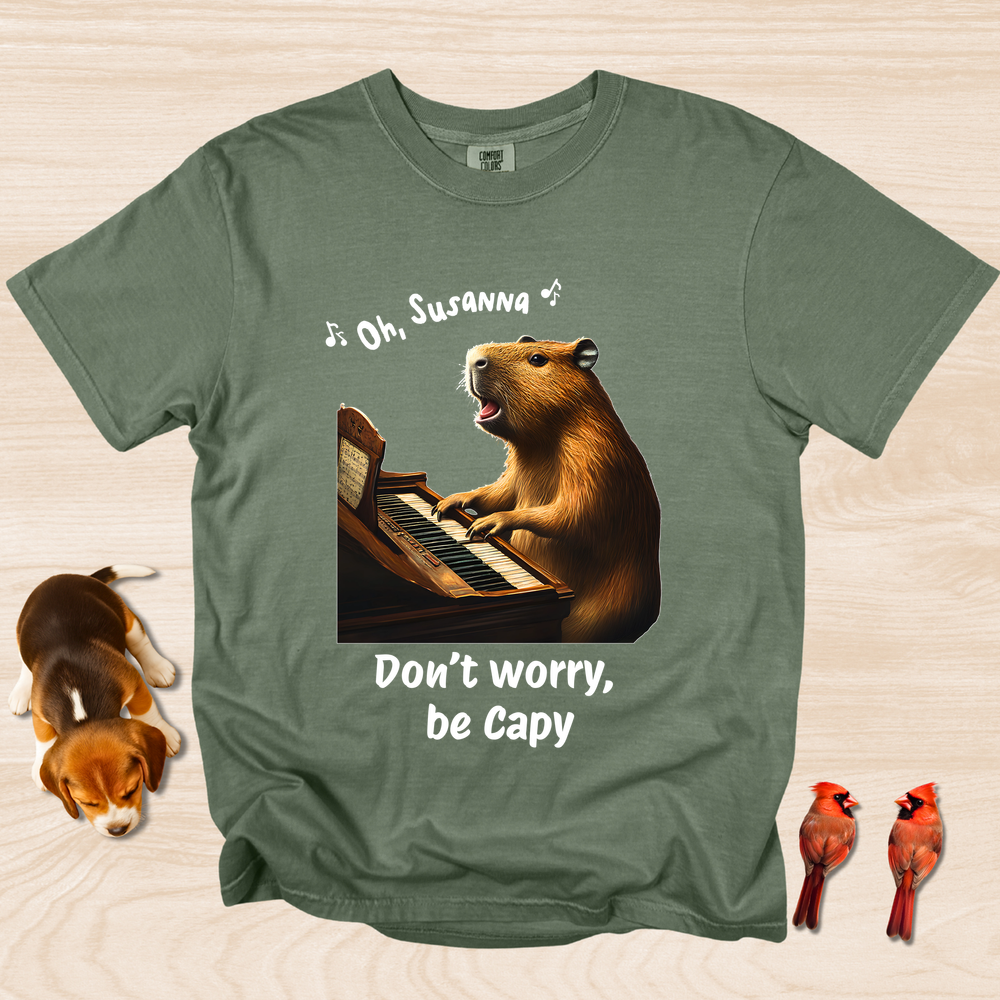 Funny Capaybara Tee, Don't Worry Be Capy