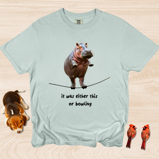 Funny Hippo Exercise Shirt Bowling