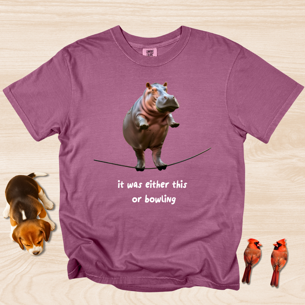 Funny Hippo Exercise Shirt Bowling
