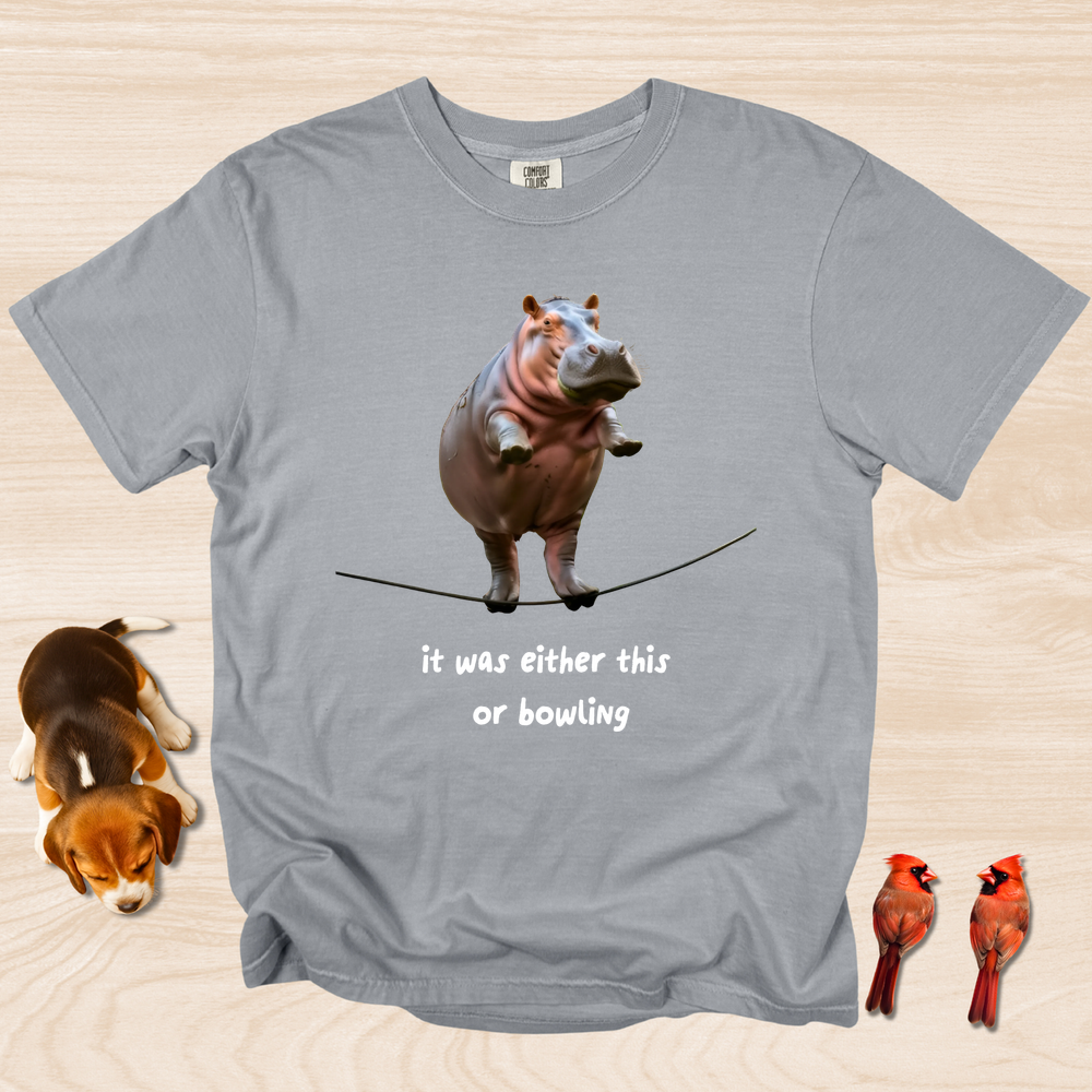 Funny Hippo Exercise Shirt Bowling