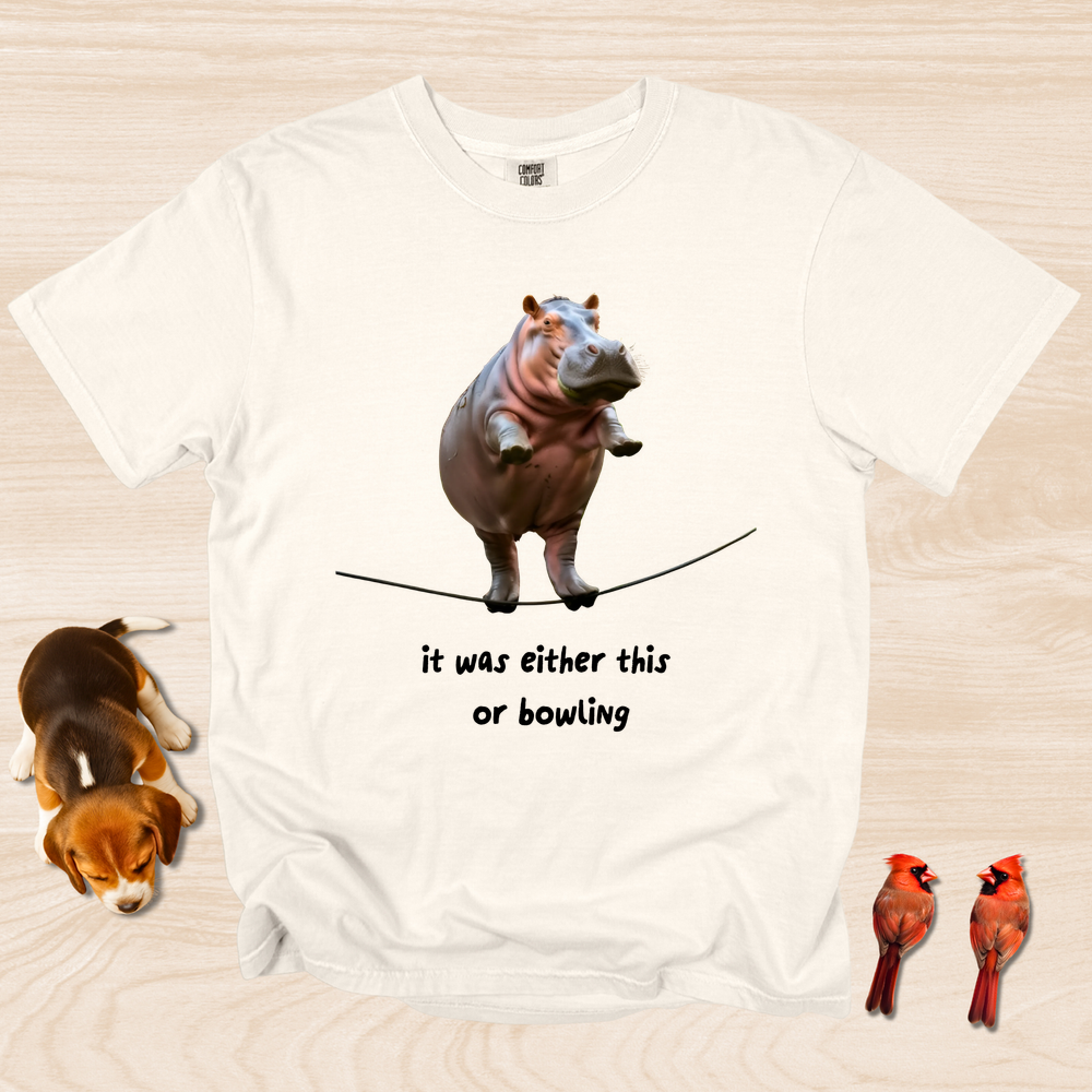 Funny Hippo Exercise Shirt Bowling