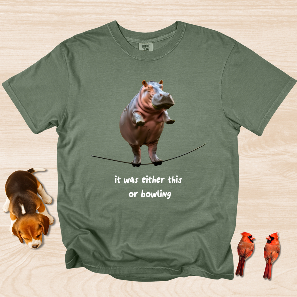 Funny Hippo Exercise Shirt Bowling