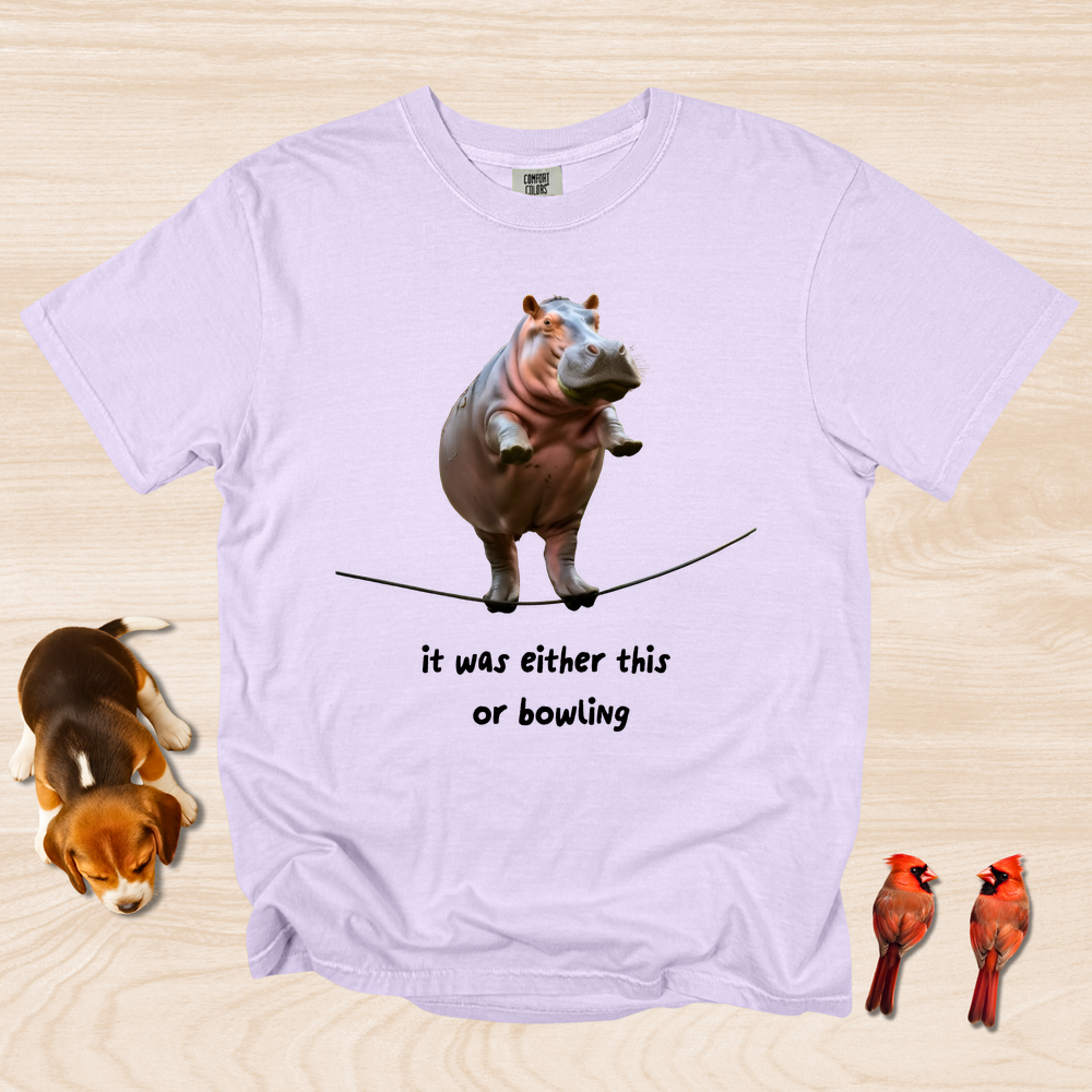 Funny Hippo Exercise Shirt Bowling