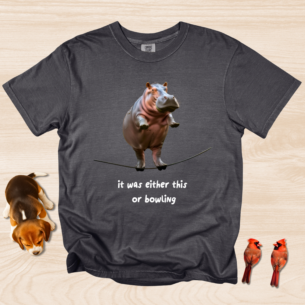 Funny Hippo Exercise Shirt Bowling