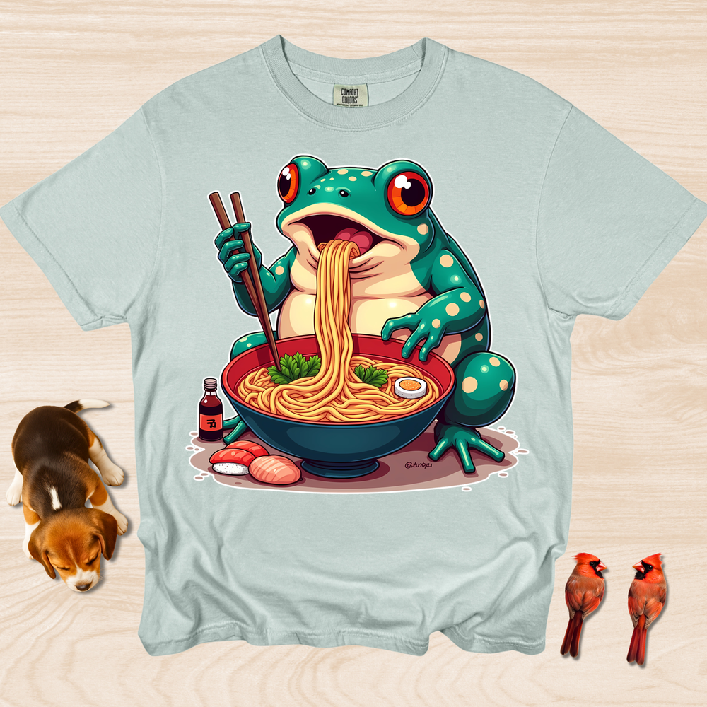 Frog eating Ramen Shirt Steam Rises Gently